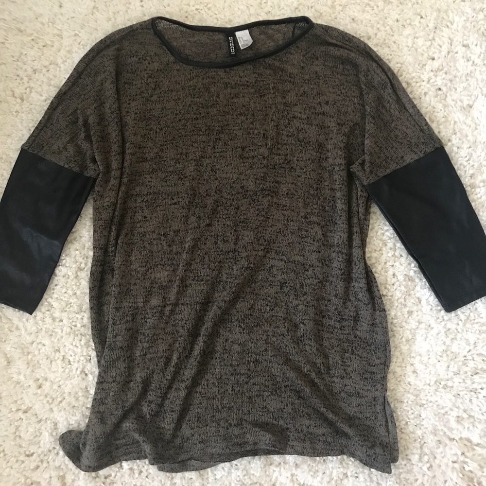 Knitted & Leather Crew Top